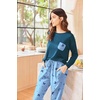 Ekouaer Womens Pajama Sets Long Sleeve Pjs Lounge Sets Joggers with Pockets(Butterfly Blue)