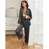 Ekouaer Womens Satin Silky Pajama Set Classic Pattern Button Down Pjs Set(Black Dots 03)