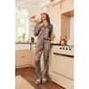 Ekouaer Womens Satin Silky Pajama Set Classic Pattern Button Down Pjs Set(Brown Leopard 03)
