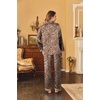 Ekouaer Womens Satin Silky Pajama Set Classic Pattern Button Down Pjs Set(Brown Leopard 03)