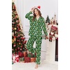 Ekouaer Womens Satin Silky Pajama Set Classic Pattern Button Down Pjs Set(Green Christmas Teddy 02)