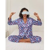 Ekouaer Womens Satin Silky Pajama Set Classic Pattern Button Down Pjs Set(Oil Painting 03)