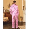 Ekouaer Womens Satin Silky Pajama Set Classic Pattern Button Down Pjs Set(Pink Bow 03)