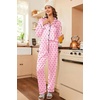 Ekouaer Womens Satin Silky Pajama Set Classic Pattern Button Down Pjs Set(Pink Dots 03)