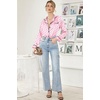 Ekouaer Womens Satin Silky Pajama Set Classic Pattern Button Down Pjs Set(Pink Dots 03)