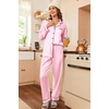 Ekouaer Womens Satin Silky Pajama Set Classic Pattern Button Down Pjs Set(Pink Stripes 03)