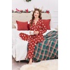 Ekouaer Womens Satin Silky Pajama Set Classic Pattern Button Down Pjs Set(Red Christmas Print 03)