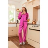 Ekouaer Womens Satin Silky Pajama Set Classic Pattern Button Down Pjs Set(Rose Leopard 03)