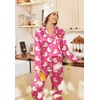 Ekouaer Womens Satin Silky Pajama Set Classic Pattern Button Down Pjs Set(Rose Teddy Moon)