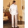 Ekouaer Womens Satin Silky Pajama Set Classic Pattern Button Down Pjs Set(Sleeping Teddy 03)