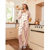Ekouaer Womens Satin Silky Pajama Set Classic Pattern Button Down Pjs Set(Teddy 03)