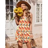 Ekouaer Womens Summer Sleeveless Rompers Overalls Adjustable Jumpsuits(Yellow Leaves Print)