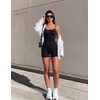 Ekouaer Womens Workout Rompers Ribbed Atheletic Unitard One Piece Jumpsuits(Black)