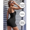 Ekouaer Womens Workout Rompers Ribbed Atheletic Unitard One Piece Jumpsuits(Black)