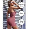 Ekouaer Womens Workout Rompers Ribbed Atheletic Unitard One Piece Jumpsuits(Dusty Rose)