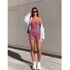 Ekouaer Womens Workout Rompers Ribbed Atheletic Unitard One Piece Jumpsuits(Dusty Rose)