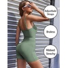 Ekouaer Womens Workout Rompers Ribbed Atheletic Unitard One Piece Jumpsuits(Green Spruce)