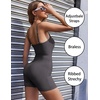 Ekouaer Womens Workout Rompers Ribbed Atheletic Unitard One Piece Jumpsuits(Grey)