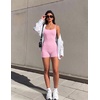 Ekouaer Womens Workout Rompers Ribbed Atheletic Unitard One Piece Jumpsuits(Light Pink)