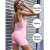Ekouaer Womens Workout Rompers Ribbed Atheletic Unitard One Piece Jumpsuits(Light Pink)