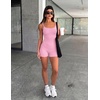 Ekouaer Womens Workout Rompers Ribbed Atheletic Unitard One Piece Jumpsuits(Light Pink)