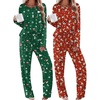 Ekouaer 2 Pack Womens Pajama Sets Long Sleeve Long Pants Pjs Loungewear(Christmas Red/Christmas Green)