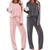 Ekouaer 2 Pack Womens Pajama Sets Long Sleeve Long Pants Pjs Loungewear(Grey/Light Pink Dots)