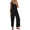 Ekouaer Jumpsuits for Women Casual Summer Sleeveless Rompers Travel Outfits(Black)