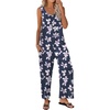 Ekouaer Jumpsuits for Women Casual Summer Sleeveless Rompers Travel Outfits(Blue/White Flower)