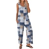 Ekouaer Jumpsuits for Women Casual Summer Sleeveless Rompers Travel Outfits(Grey Boho Print)