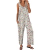 Ekouaer Jumpsuits for Women Casual Summer Sleeveless Rompers Travel Outfits(Pink Flower)