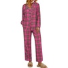 Ekouaer Pajamas for Women 2 Piece Lounge Set Long Sleeve Plaid Sleepwear Casual 2 Piece Pjs Pink Plaid,XX-Large