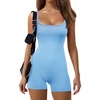 Ekouaer Womens Workout Rompers Ribbed Atheletic Unitard One Piece Jumpsuits(Sky Blue)