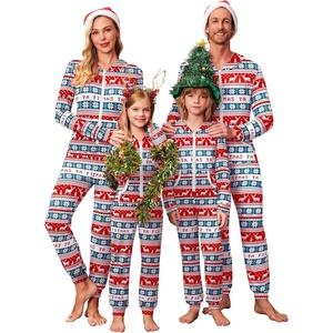 Ekouaer Family Christmas Onesie Pajamas Matching Sets Hooded One Piece Pjs(Family Christmas Deer Print)