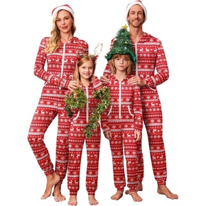 Ekouaer Family Christmas Onesie Pajamas Matching Sets Hooded One Piece Pjs(Family Red Reindeer Print)