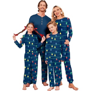 Ekouaer Family Christmas Pajamas Matching Sets Pjs Holiday Lounge Sets(Navy Blue Lights)