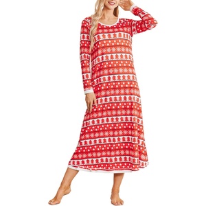 Ekouaer Long Nightgowns for Women Long Sleeve Night Gown Nightshirt(Red Xmas Tree)