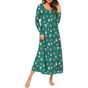 Ekouaer Long Nightgowns for Women Long Sleeve Night Gown Nightshirt(Santa Claus)