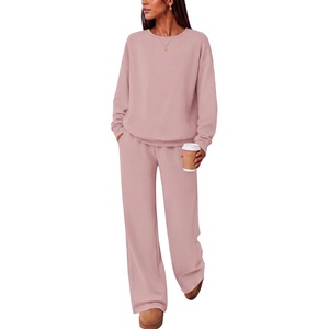 Ekouaer Lounge Sets for Women Casual Long Sleeve and Long Pants Pajamas Set(Dusty Pink)