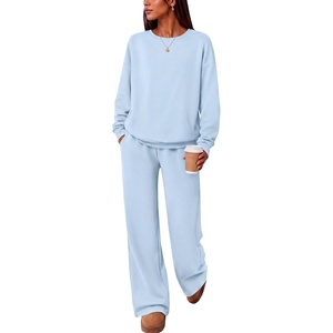 Ekouaer Lounge Sets for Women Casual Long Sleeve and Long Pants Pajamas Set(Light Blue)