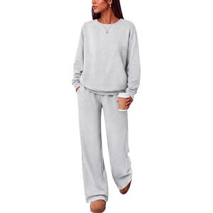Ekouaer Lounge Sets for Women Casual Long Sleeve and Long Pants Pajamas Set(Light Grey)