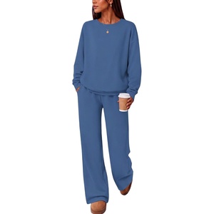 Ekouaer Lounge Sets for Women Casual Long Sleeve and Long Pants Pajamas Set(Navy)