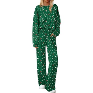 Ekouaer Pajama Sets Women 2 Piece Long Sleeve Sleepwear Cozy Pjs Loungewear(Christmas Green)