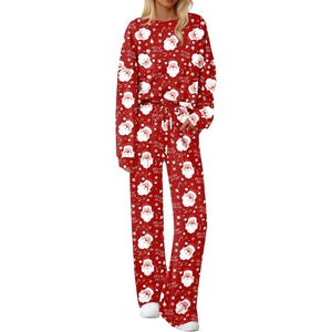 Ekouaer Pajama Sets Women 2 Piece Long Sleeve Sleepwear Cozy Pjs Loungewear(Christmas Red)
