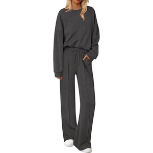 Ekouaer Pajama Sets Women 2 Piece Long Sleeve Sleepwear Cozy Pjs Loungewear(Dark Grey)