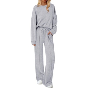 Ekouaer Pajama Sets Women 2 Piece Long Sleeve Sleepwear Cozy Pjs Loungewear(Light Grey)