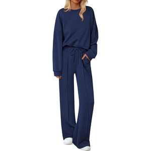 Ekouaer Pajama Sets Women 2 Piece Long Sleeve Sleepwear Cozy Pjs Loungewear(Navy)
