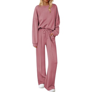 Ekouaer Pajama Sets Women 2 Piece Long Sleeve Sleepwear Cozy Pjs Loungewear(Purple Red)