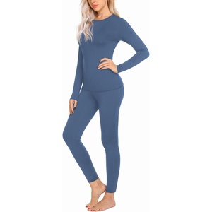 Ekouaer Thermal Underwear for Women Long Johns Sets Lightweight Base Layer(Haze Blue)