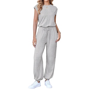 Ekouaer Womens Jumpsuit Casual One Piece Summer Vacation Outfit with Pocket(02 Gley)
